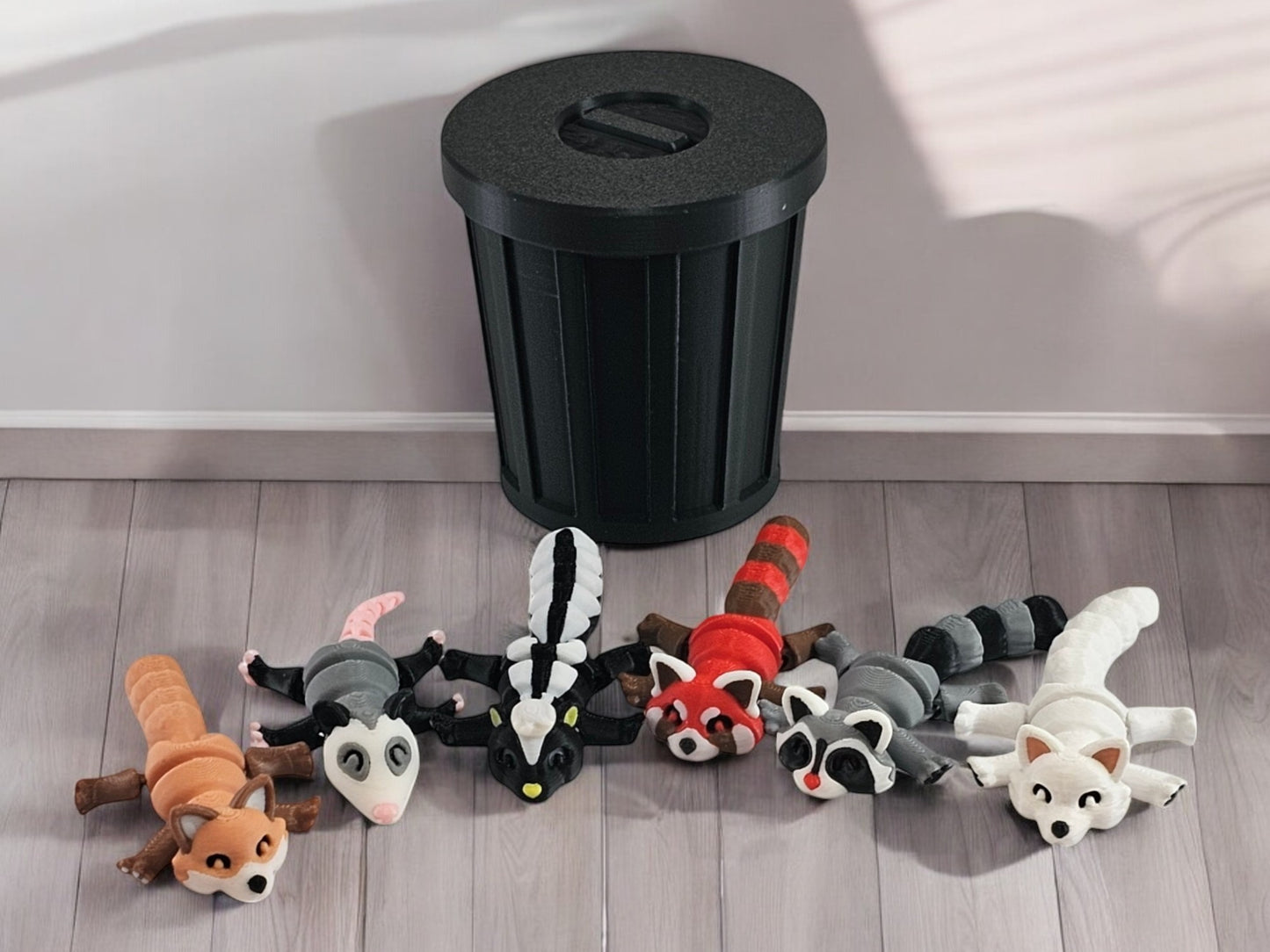 Mini Trash Animals: Cute Red Panda, Fox, Arctic Fox, Possum, Skunk & Raccoon Collectibles, Adorable Home Decor, Gift Idea