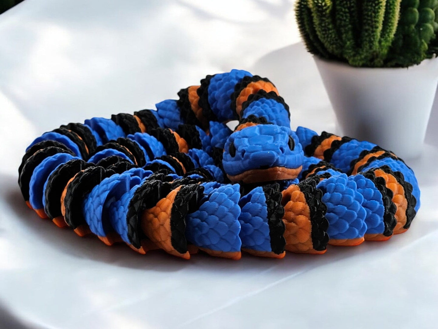 3.5 Foot 3D Printed Snake Toy, Realistic Multi-Color Flexible Snake, Articulated Serpent Figure, Reptile Collectible Toy, Playful Snake Gift
