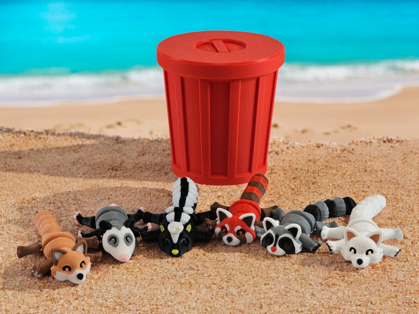 Mini Trash Animals: Cute Red Panda, Fox, Arctic Fox, Possum, Skunk & Raccoon Collectibles, Adorable Home Decor, Gift Idea