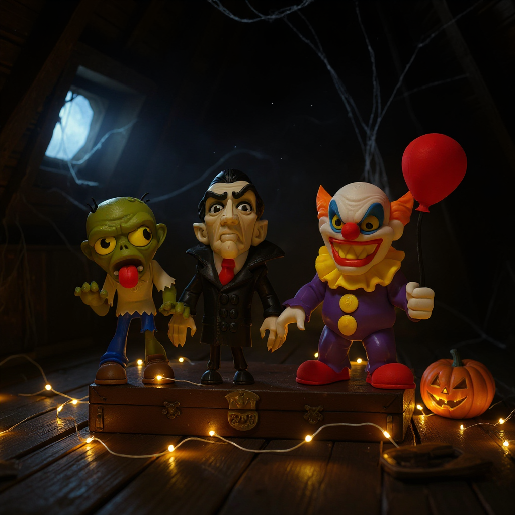 Spooky Halloween Figurine Set – Zombie, Vampire & Evil Clown | Creepy Collectibles for Horror Decor & Gifts