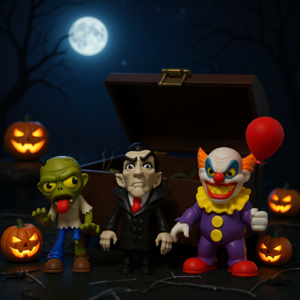 Spooky Halloween Figurine Set – Zombie, Vampire & Evil Clown | Creepy Collectibles for Horror Decor & Gifts