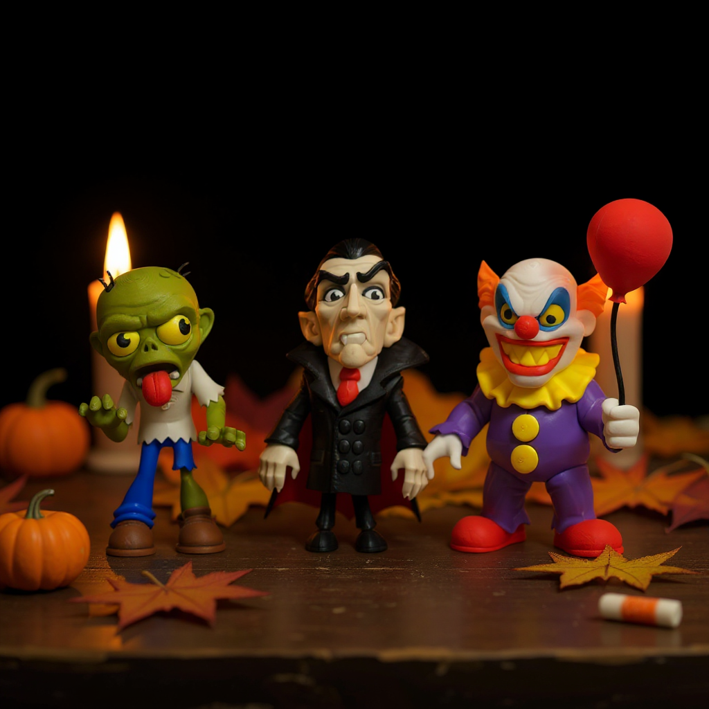 Spooky Halloween Figurine Set – Zombie, Vampire & Evil Clown | Creepy Collectibles for Horror Decor & Gifts