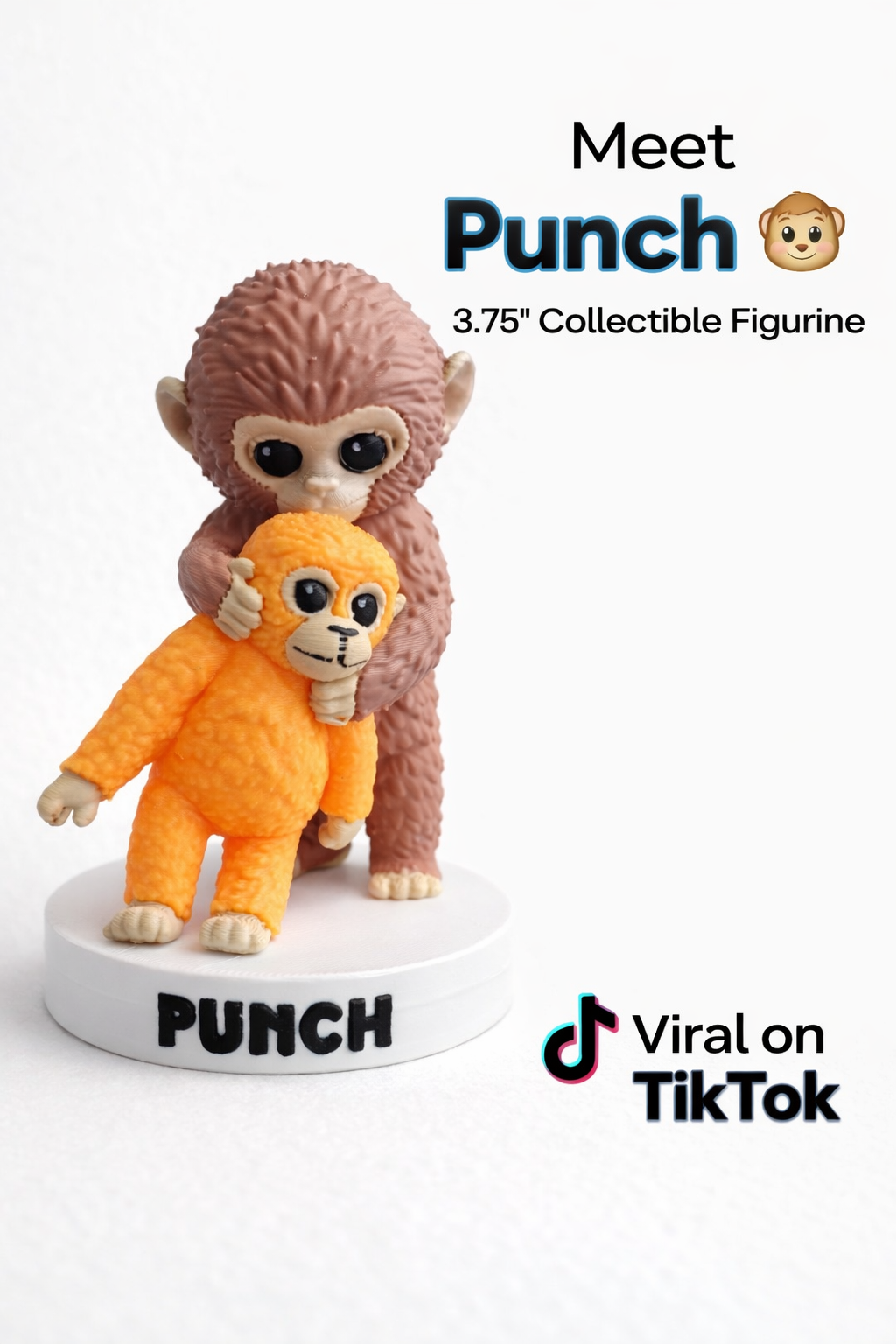 Punch the Monkey with Stuffed Animal – 3.75” Collectible Figurine