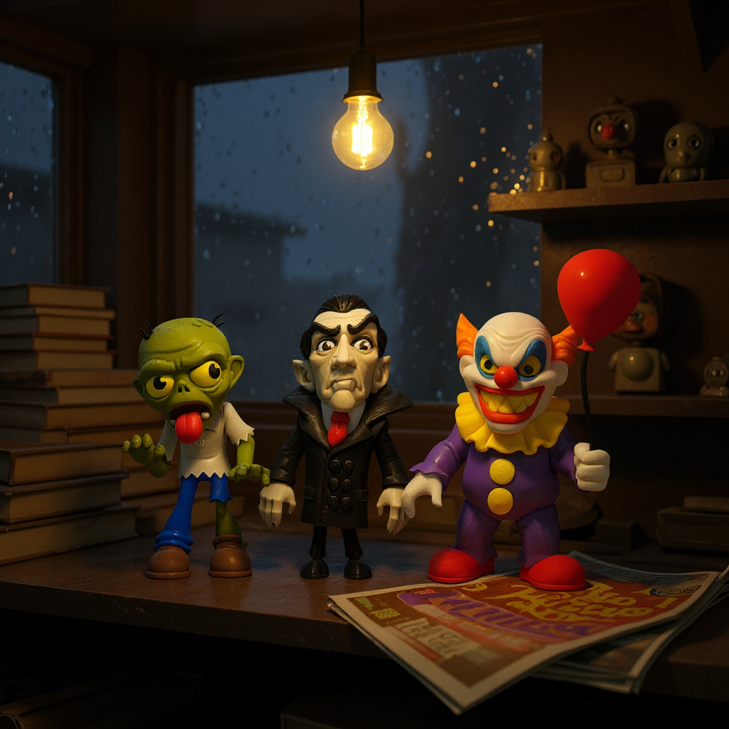 Spooky Halloween Figurine Set – Zombie, Vampire & Evil Clown | Creepy Collectibles for Horror Decor & Gifts