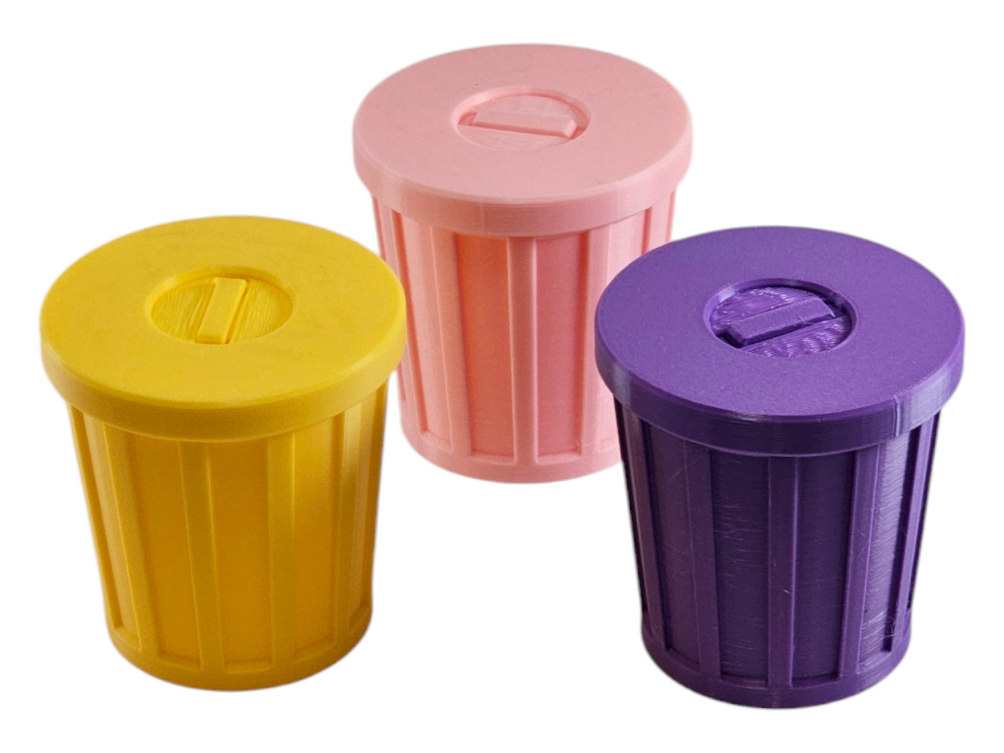 3D Printed Fox Family Toy Set with Trash Can - Fun and Unique Fox Figures for Kids - Eco-Friendly Playtime
