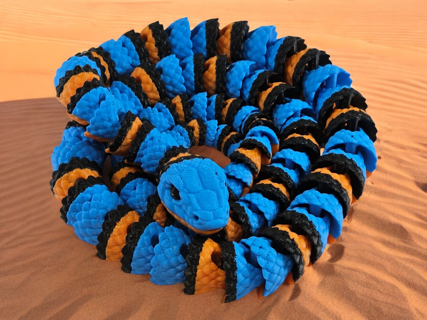 3.5 Foot 3D Printed Snake Toy, Realistic Multi-Color Flexible Snake, Articulated Serpent Figure, Reptile Collectible Toy, Playful Snake Gift