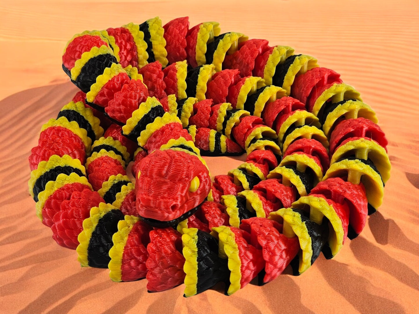 3.5 Foot 3D Printed Snake Toy, Realistic Multi-Color Flexible Snake, Articulated Serpent Figure, Reptile Collectible Toy, Playful Snake Gift