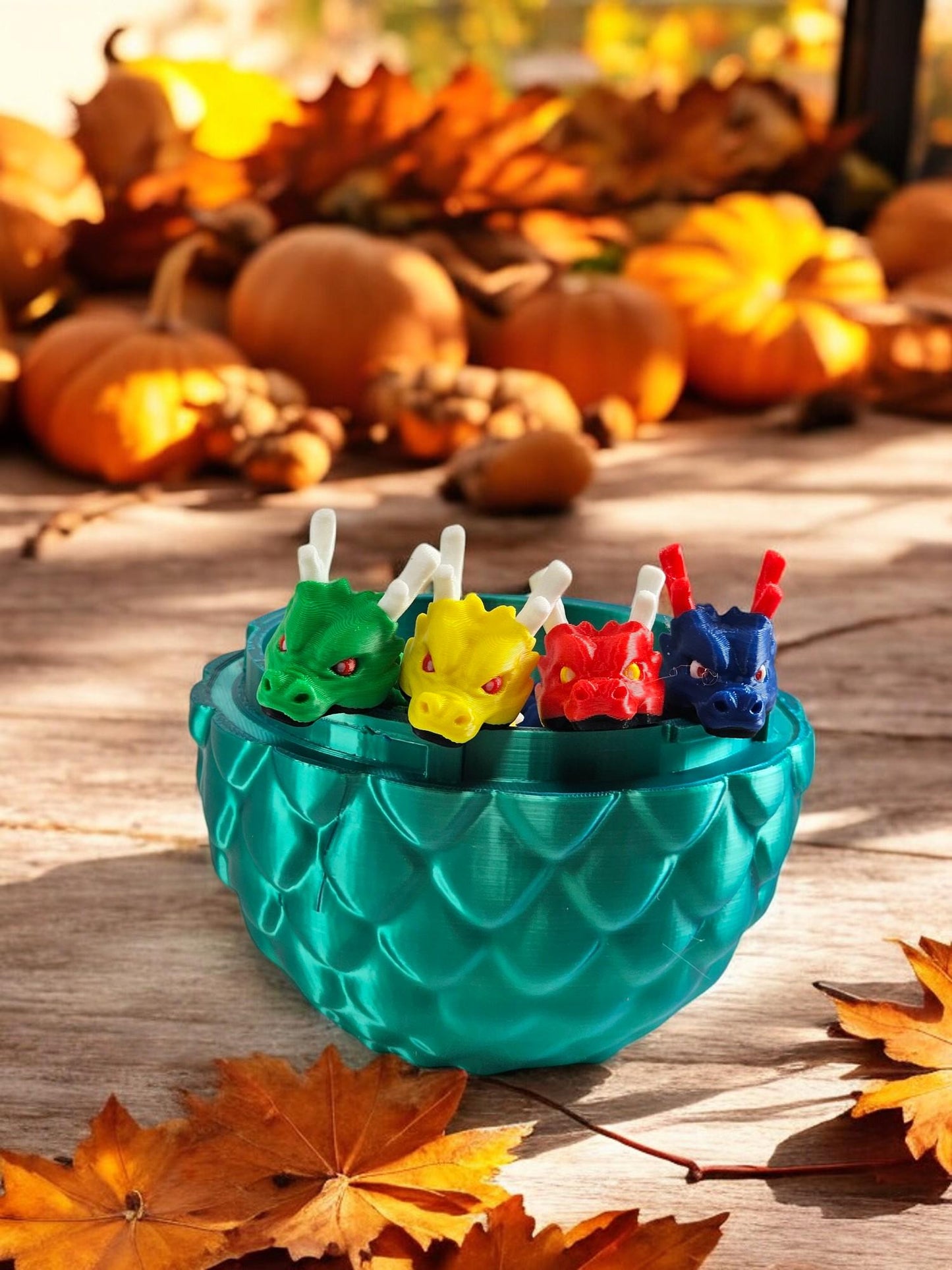 Set of 4 Articulated 3D Printed Dragons with Dragon Egg, Multi-Colored Flexible Dragon Figures, Unique Fantasy Gift Set for Dragon Lovers