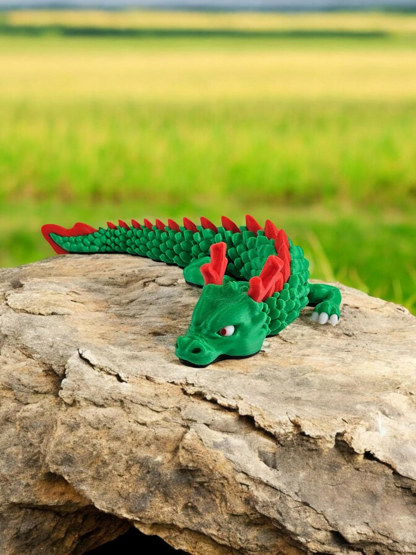Set of 4 Articulated 3D Printed Dragons with Dragon Egg, Multi-Colored Flexible Dragon Figures, Unique Fantasy Gift Set for Dragon Lovers