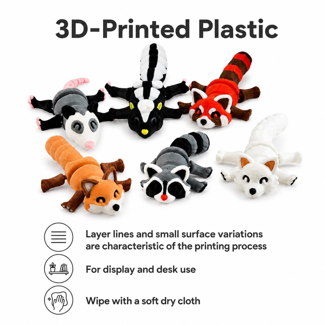 3DbyTT woodland animal figurine set for desk or shelf display