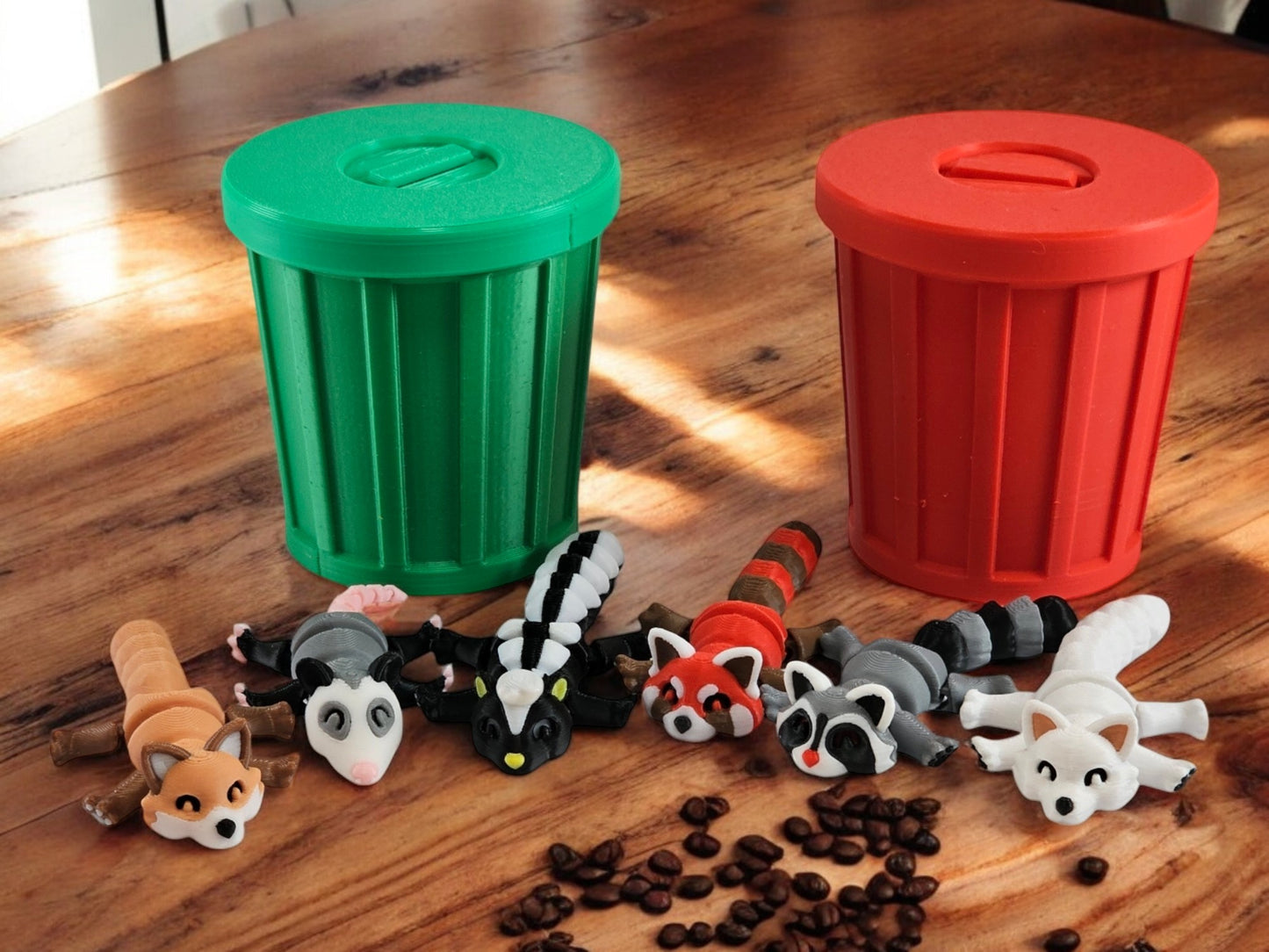 Mini Trash Animals: Cute Red Panda, Fox, Arctic Fox, Possum, Skunk & Raccoon Collectibles, Adorable Home Decor, Gift Idea
