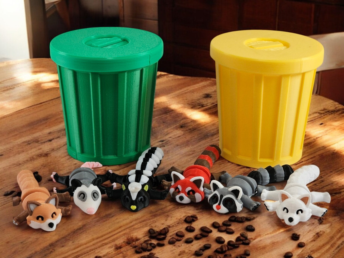 Mini Trash Animals: Cute Red Panda, Fox, Arctic Fox, Possum, Skunk & Raccoon Collectibles, Adorable Home Decor, Gift Idea