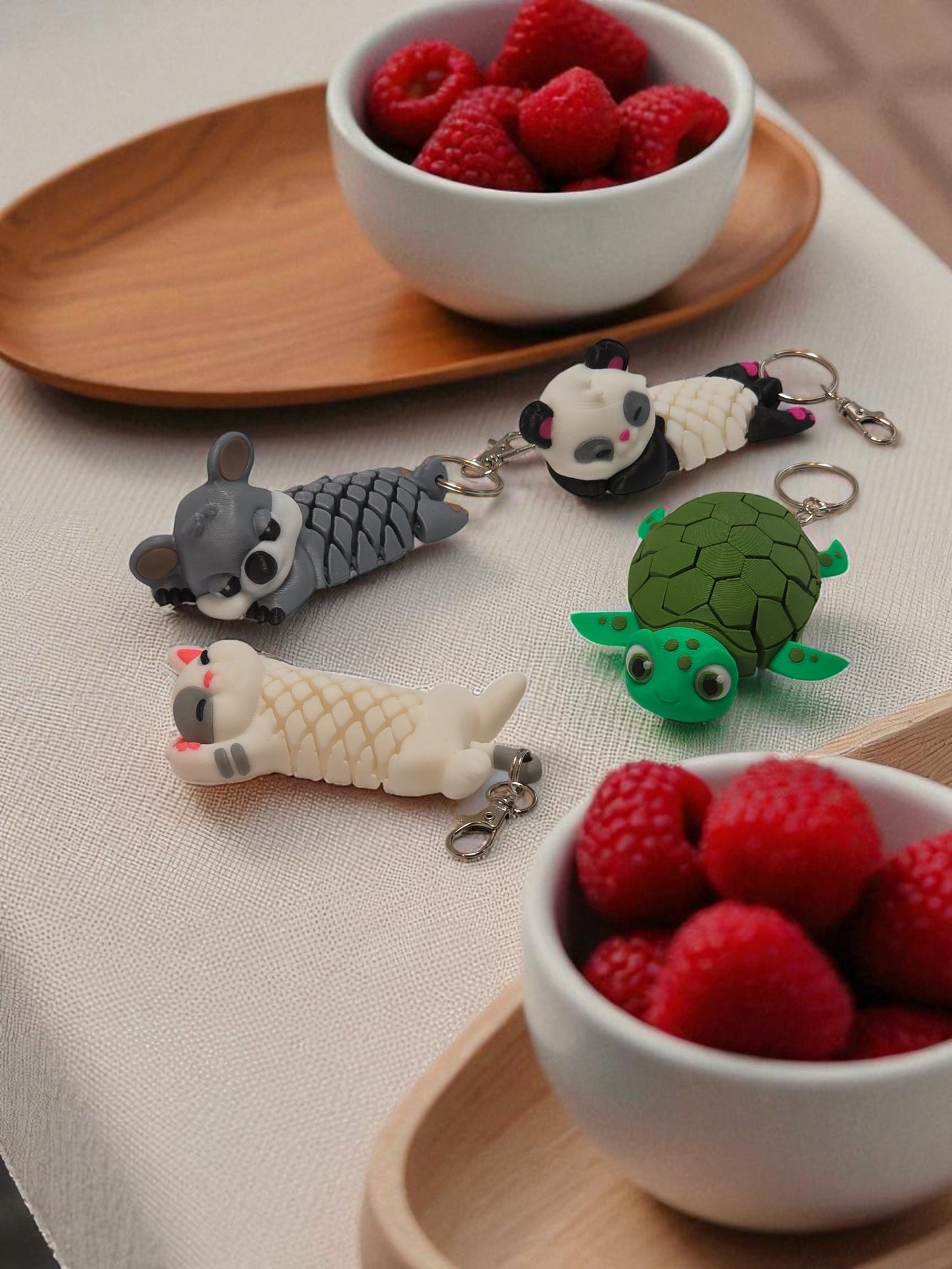 3D Printed Articulated Mesh Buddy Keychains – Cute Animal Backpack, Purse & Key Accessories