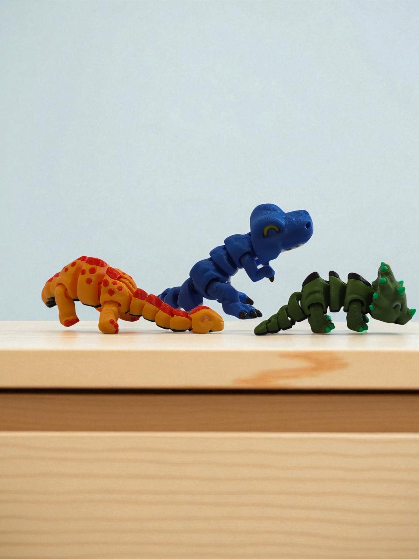Articulated 3D Printed Dinosaur Set – T-Rex, Brachiosaurus & Triceratops (3 Pack)