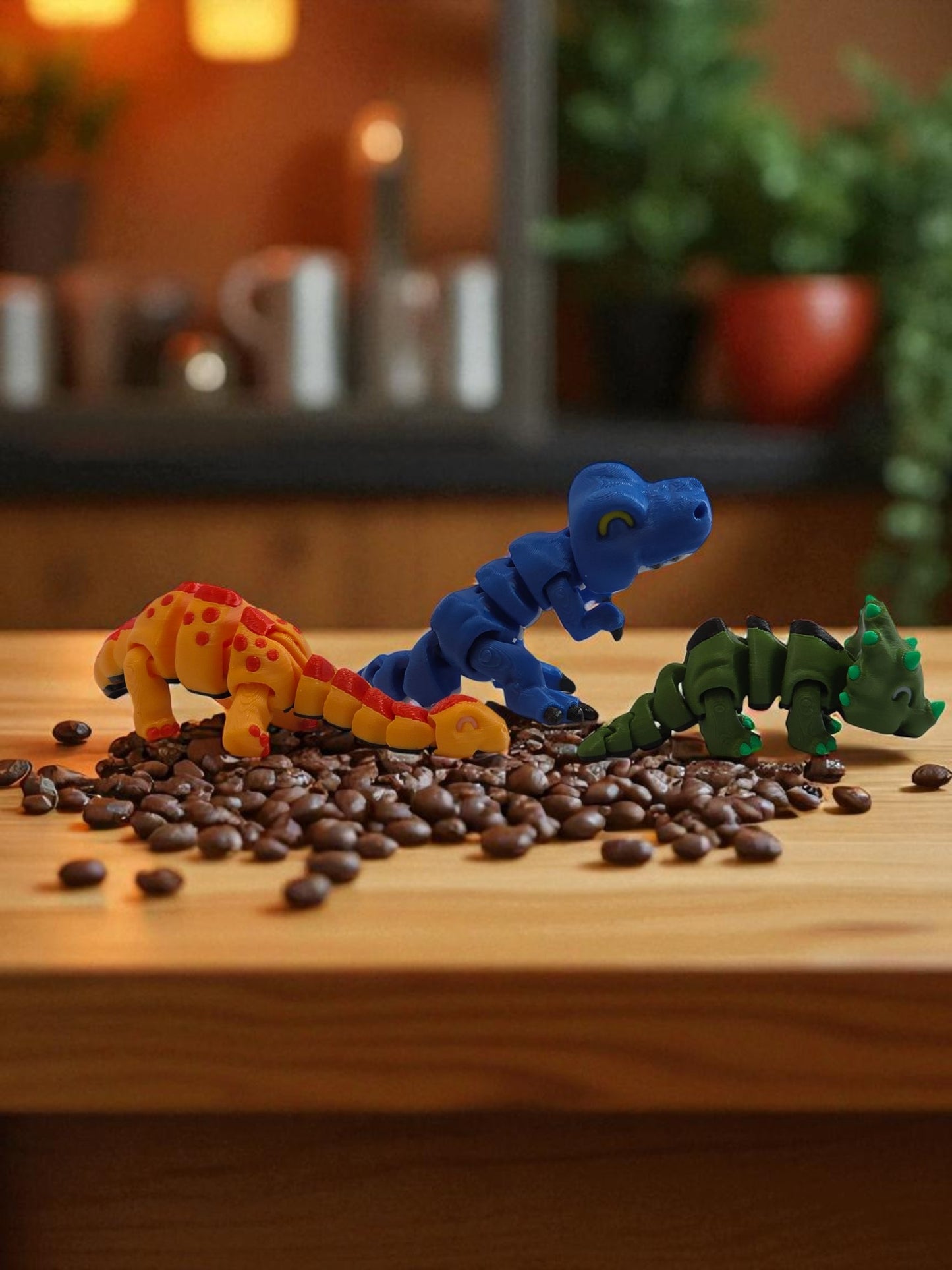 Articulated 3D Printed Dinosaur Set – T-Rex, Brachiosaurus & Triceratops (3 Pack)