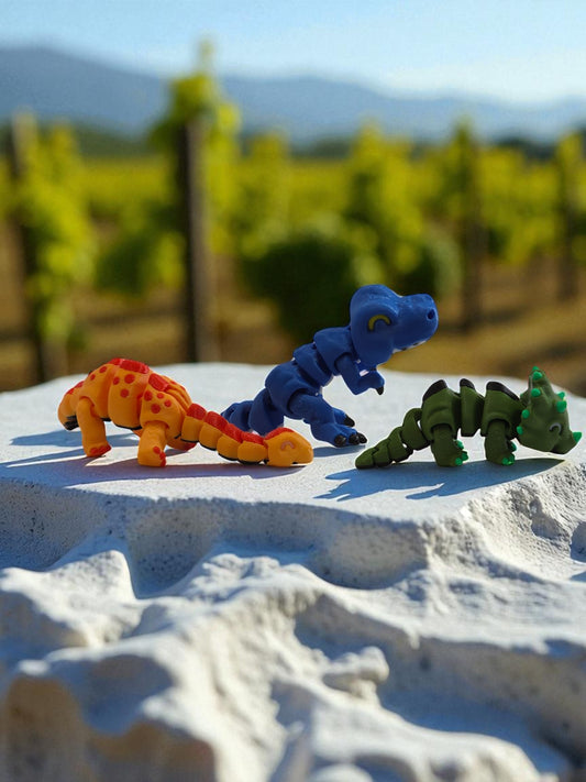 Articulated 3D Printed Dinosaur Set – T-Rex, Brachiosaurus & Triceratops (3 Pack)