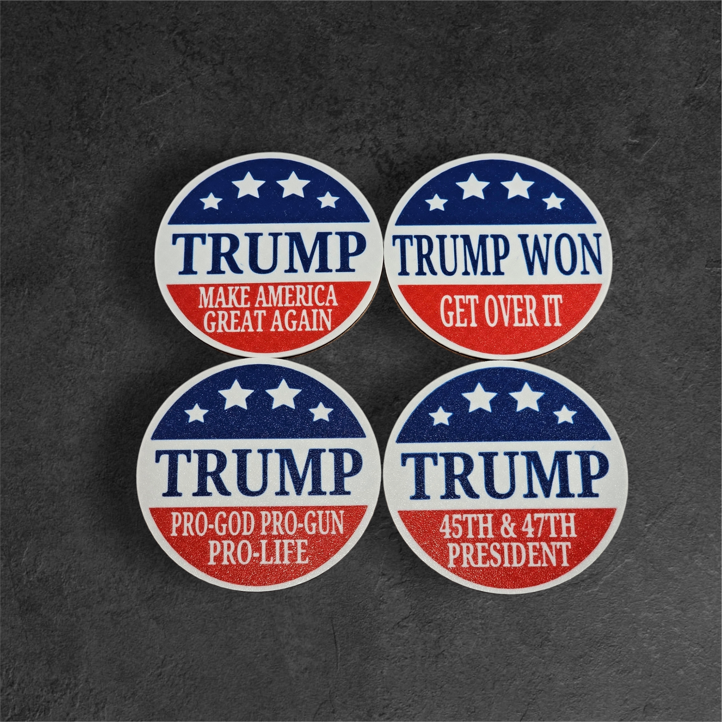 Presidential Coaster Set (Set of 4) with Cork Backing & Holder