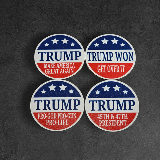 Presidential Coaster Set (Set of 4) with Cork Backing & Holder