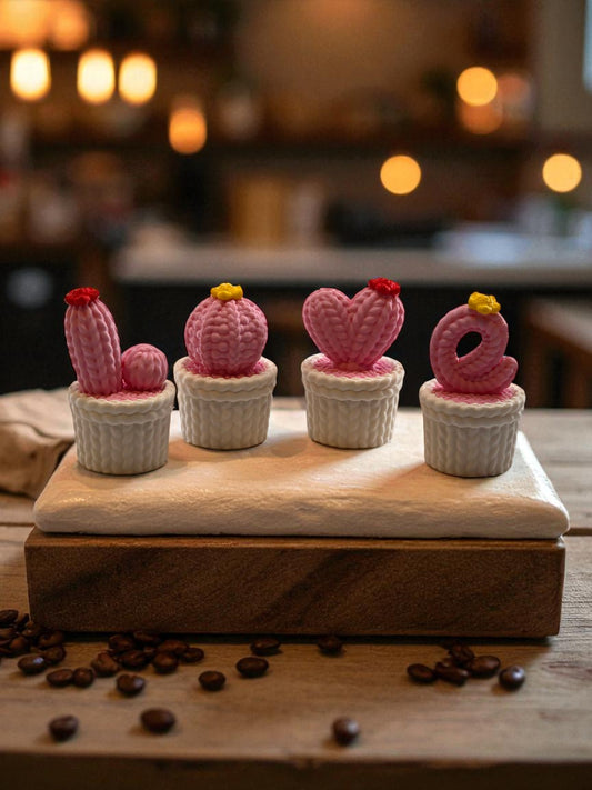 LOVE Cactus Letter Hidden Storage Pots – Knit-Textured Design – 3" Tall, 8" x 2" Base